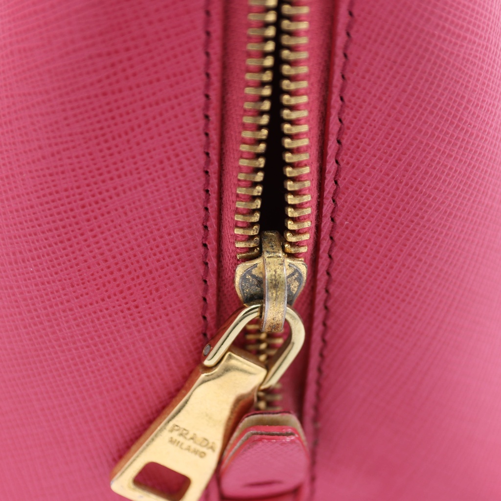 Prada Saffiano Small Galleria Double Zip Tote Fuxia