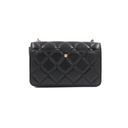 Chanel  Lambskin Plexi Quilted Wallet On Chain WOC Black