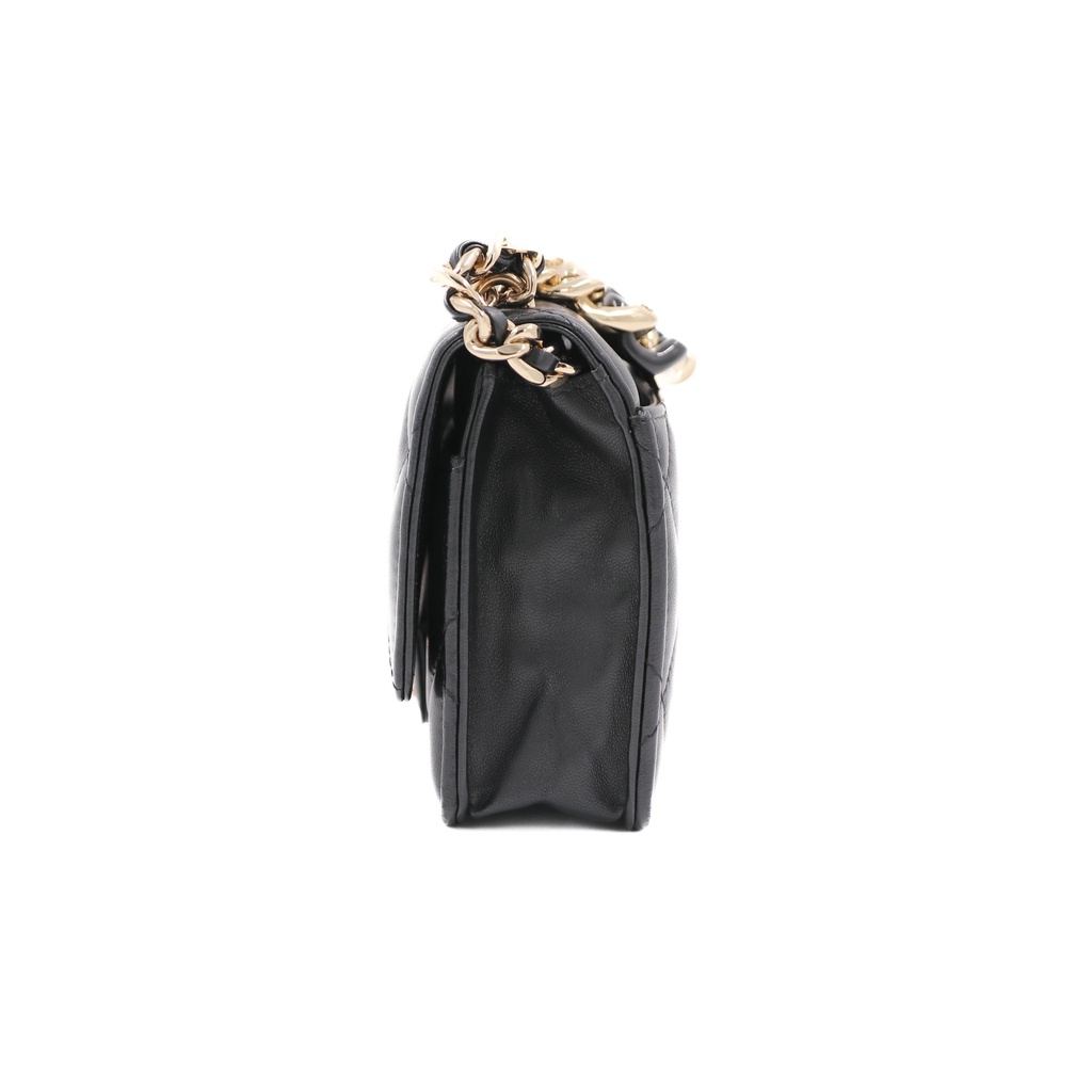 Chanel  Lambskin Plexi Quilted Wallet On Chain WOC Black