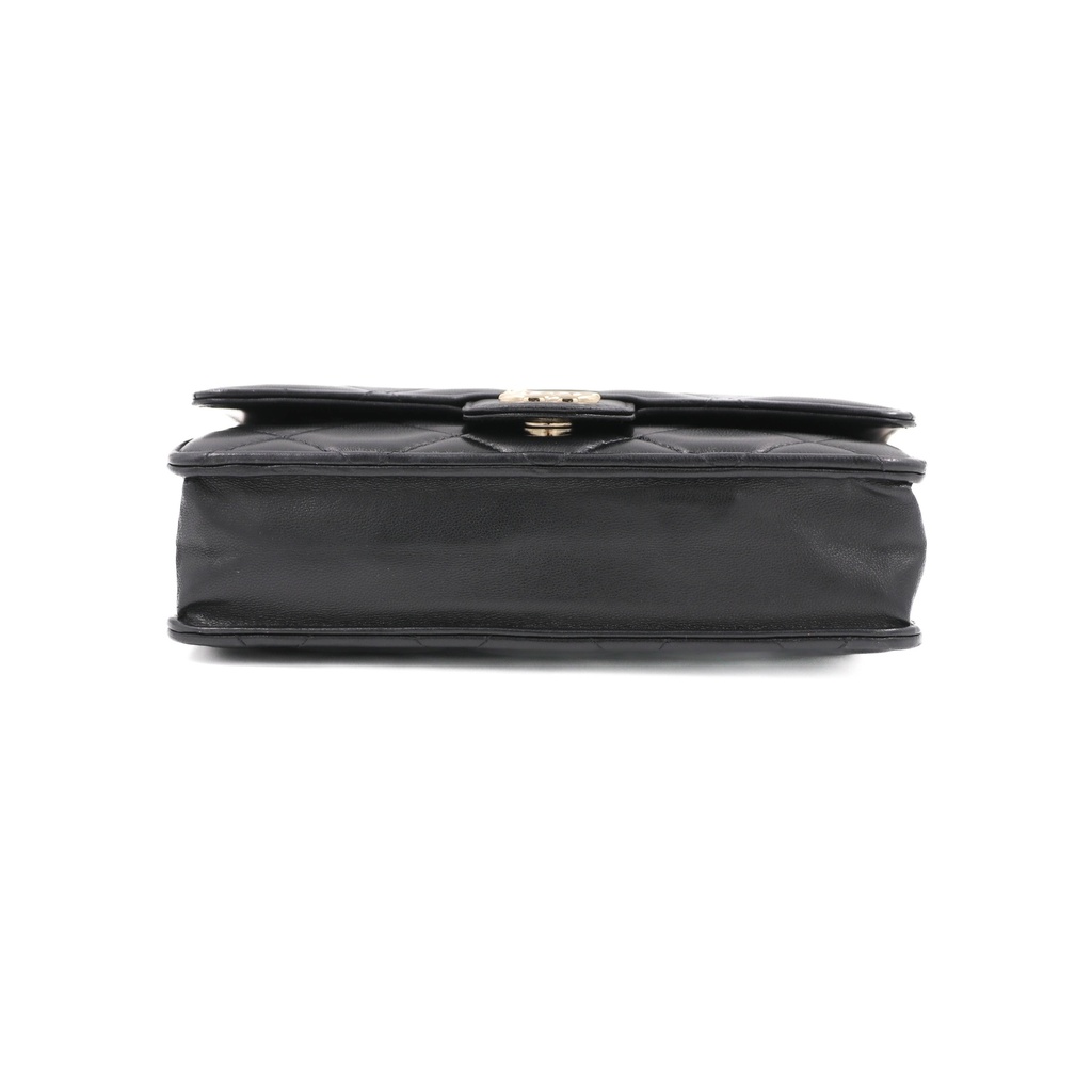 Chanel  Lambskin Plexi Quilted Wallet On Chain WOC Black