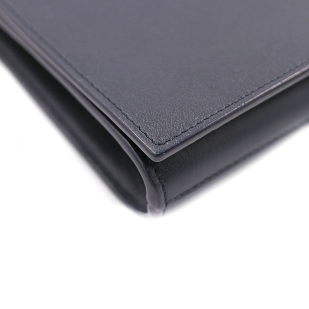 Saint Laurent Calfskin Monogram Large Belle De Jour Clutch Black