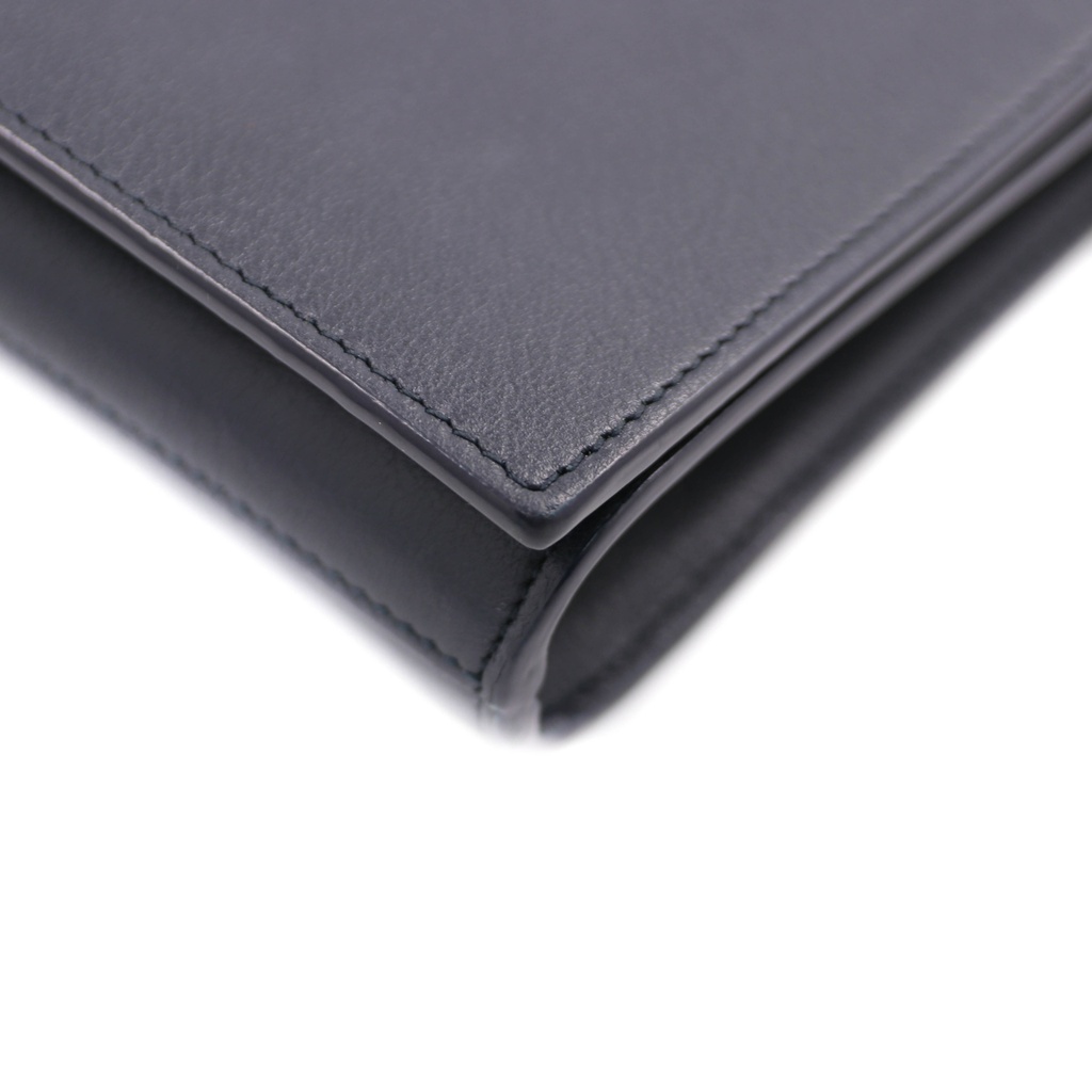 Saint Laurent Calfskin Monogram Large Belle De Jour Clutch Black