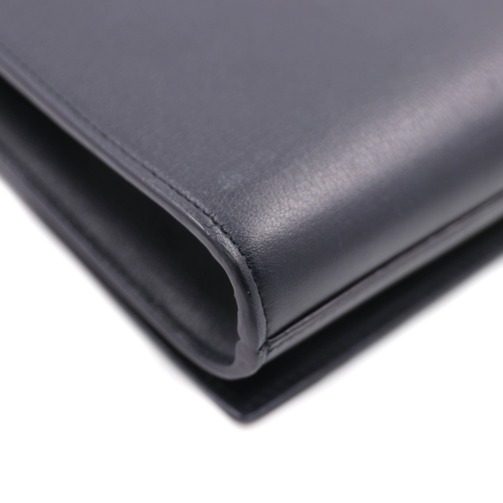Saint Laurent Calfskin Monogram Large Belle De Jour Clutch Black