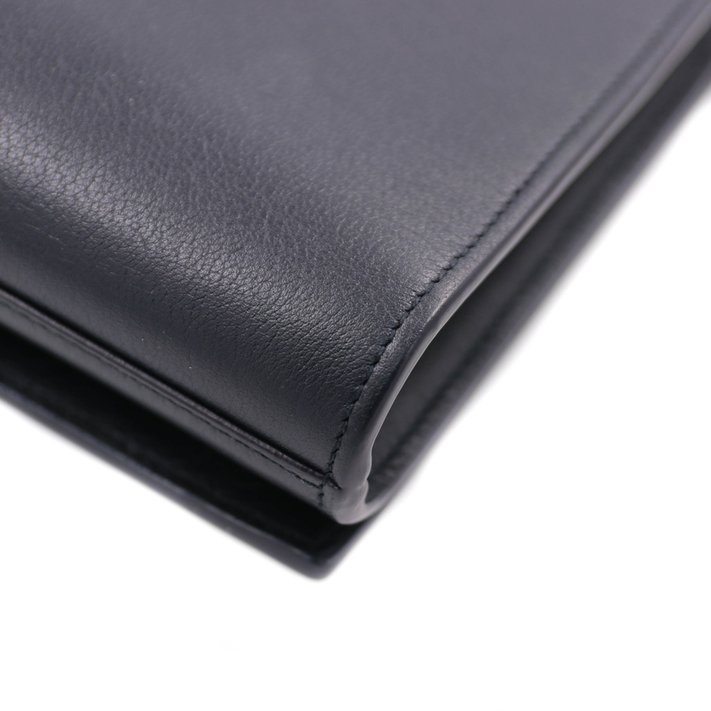 Saint Laurent Calfskin Monogram Large Belle De Jour Clutch Black