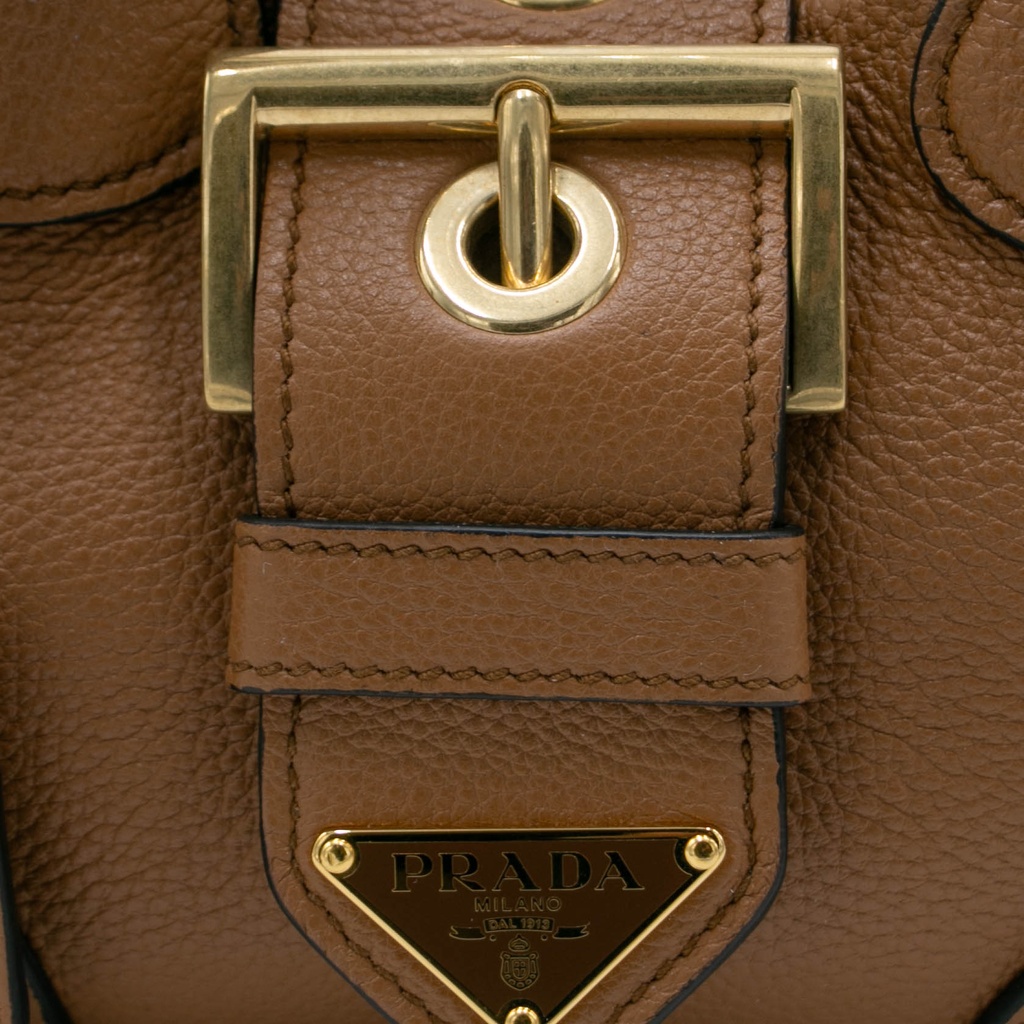 Prada Moon Padded Nappa Leather Brown Shoulder Bag