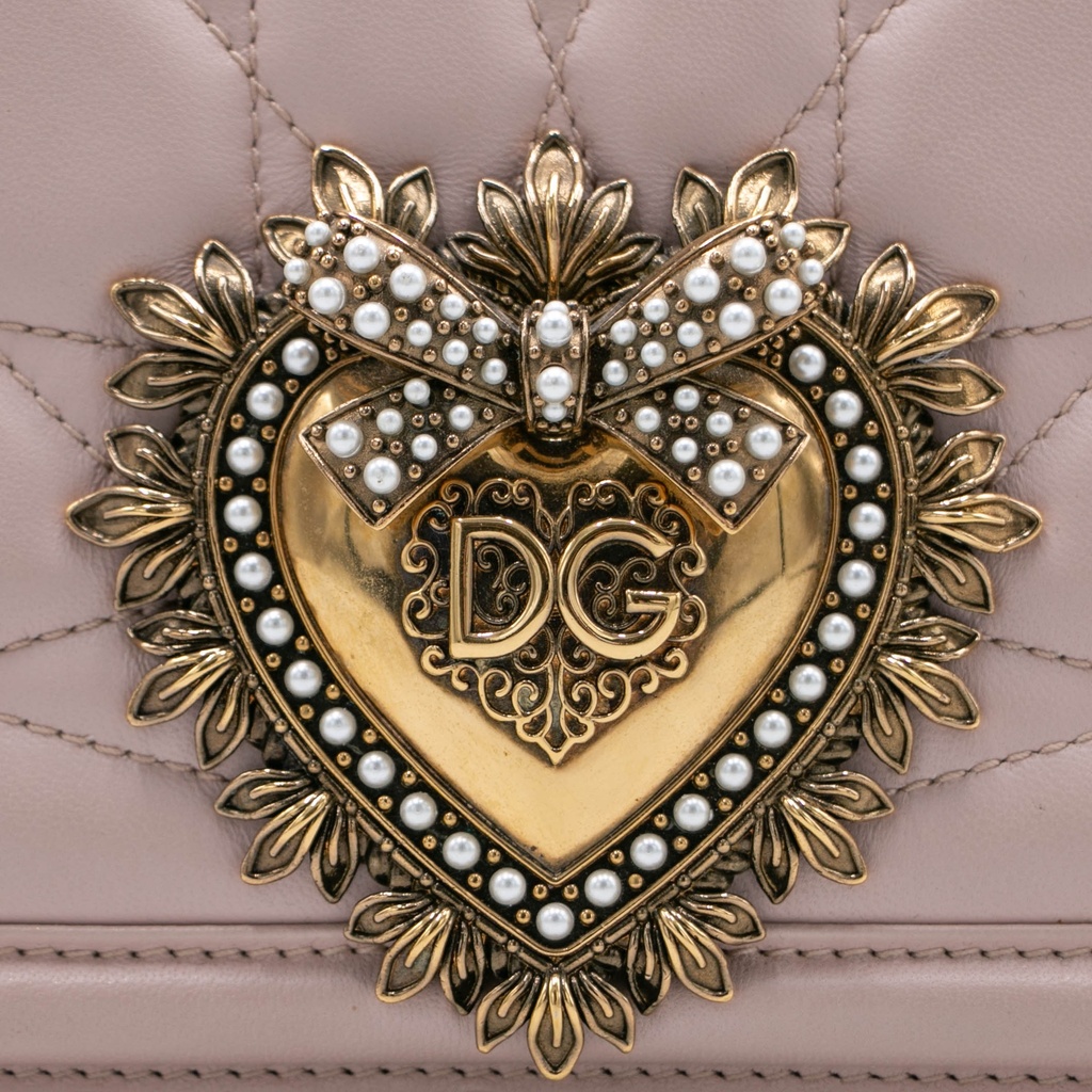 Dolce & Gabbana Faux Pearl Devotion Pink Handbag