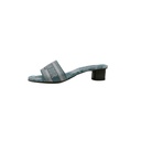 Christian Dior Dway Slide Heel Deep Blue Embroidered Cotton Size 38