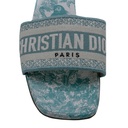 Christian Dior Dway Slide Heel Deep Blue Embroidered Cotton Size 38