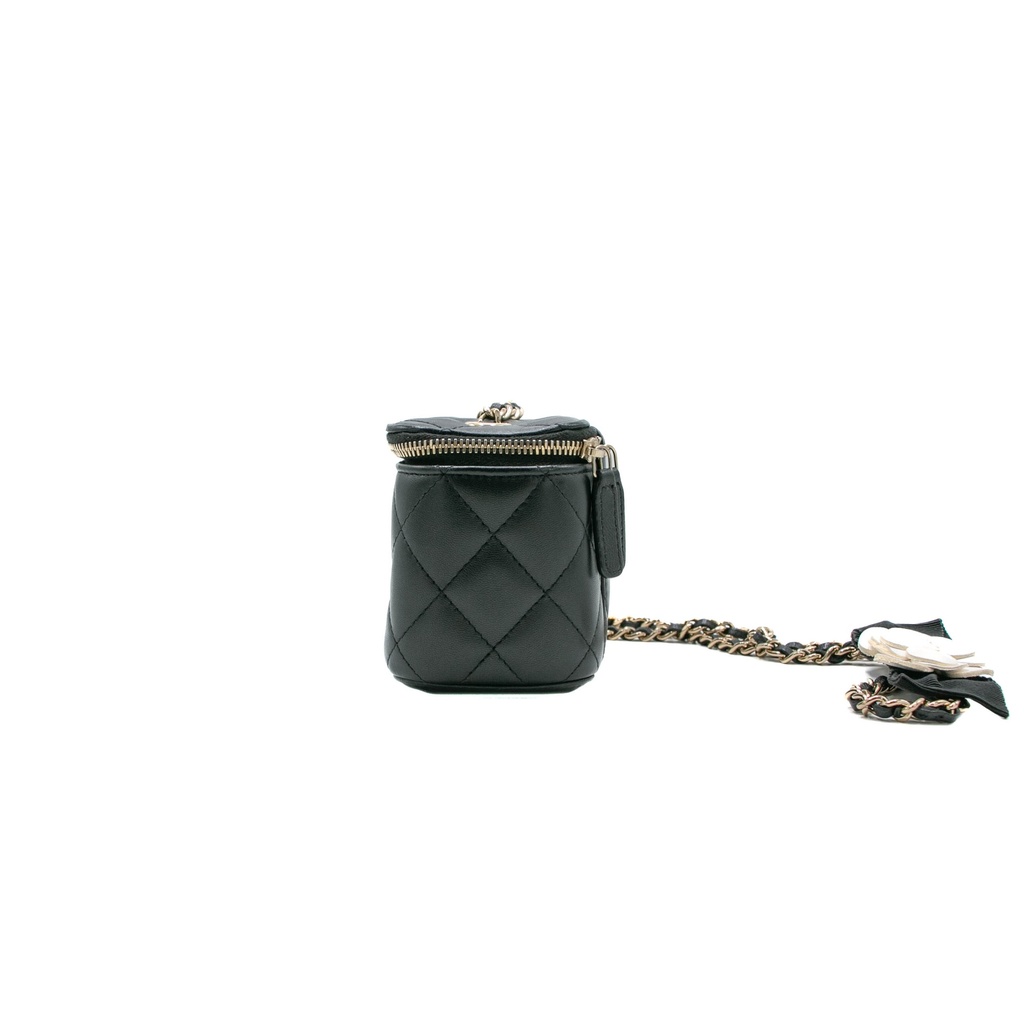 Chanel Lambskin Quilted My Chanel Lady Vanity Case With Chain Black