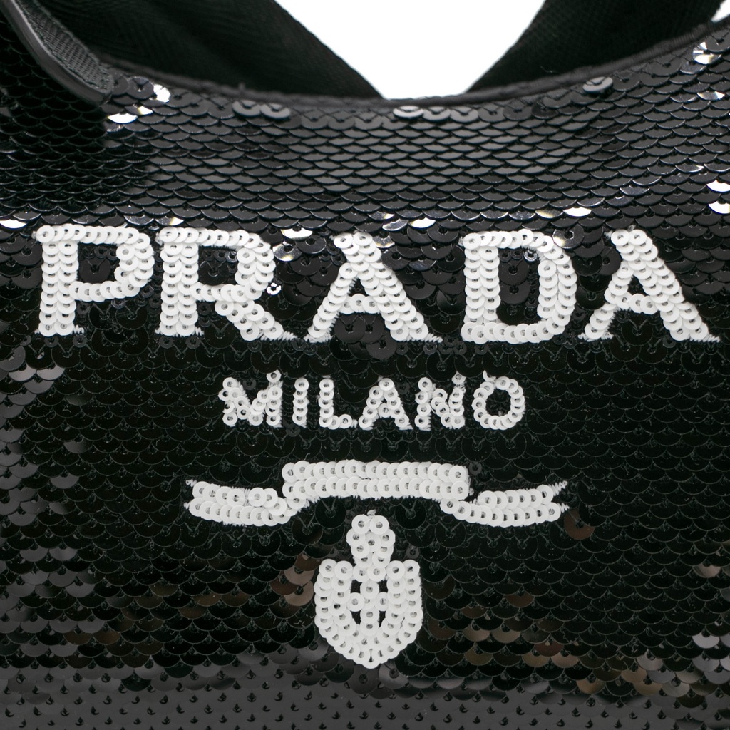 Prada Sequin Mini Re-Edition 2000 Bag Black White