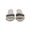 Christian Dior Dway Heeled Slide White Embroidered Cotton and Shearling Size 38