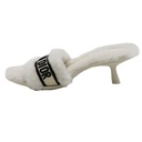 Christian Dior Dway Heeled Slide White Embroidered Cotton and Shearling Size 38