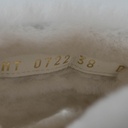 Christian Dior Dway Heeled Slide White Embroidered Cotton and Shearling Size 38