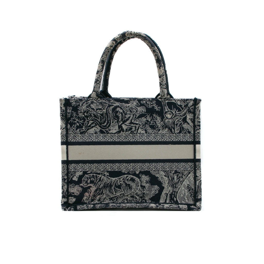Christian Dior Canvas Embroidered Small Dioriviera Toile De Jouy Book Tote Blue