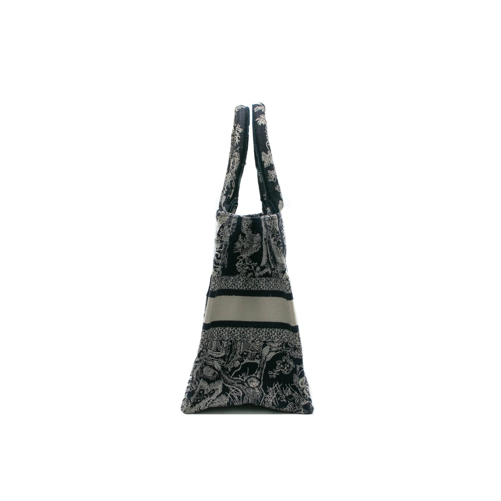Christian Dior Canvas Embroidered Small Dioriviera Toile De Jouy Book Tote Blue