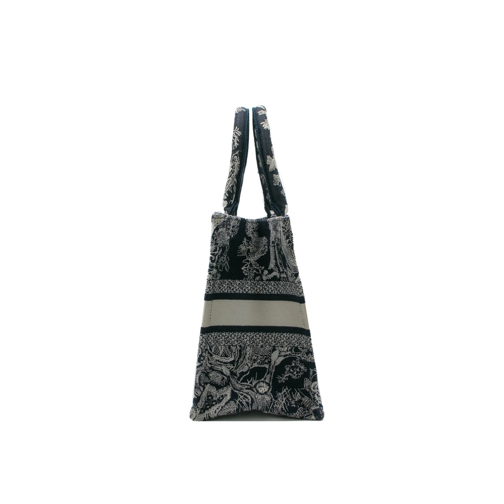 Christian Dior Canvas Embroidered Small Dioriviera Toile De Jouy Book Tote Blue