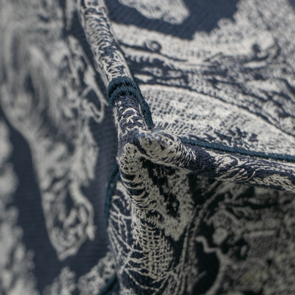 Christian Dior Canvas Embroidered Small Dioriviera Toile De Jouy Book Tote Blue