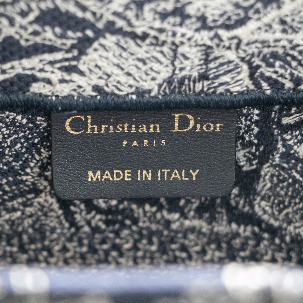 Christian Dior Canvas Embroidered Small Dioriviera Toile De Jouy Book Tote Blue