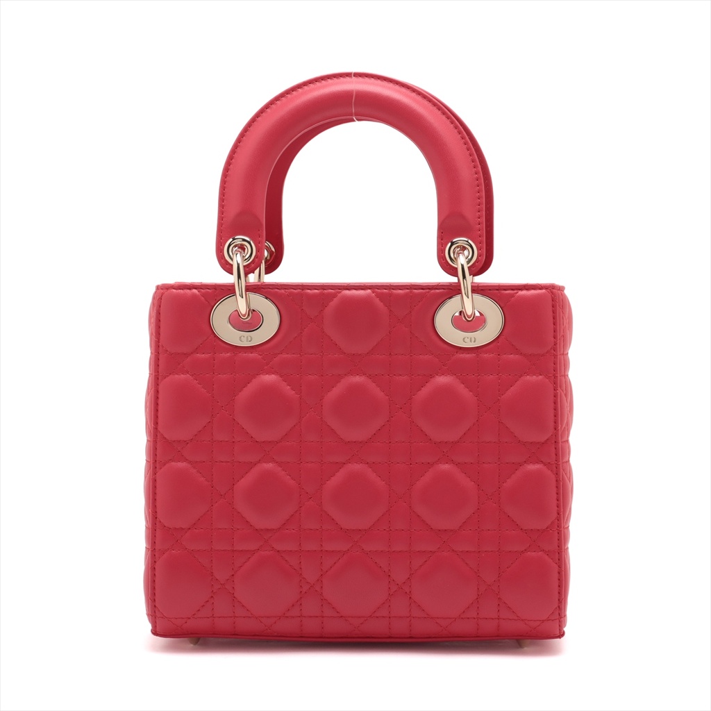 Christian Dior My Lady Dior Cannage Leather 2 Way Handbag Pink With charms