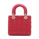 Christian Dior My Lady Dior Cannage Leather 2 Way Handbag Pink With charms