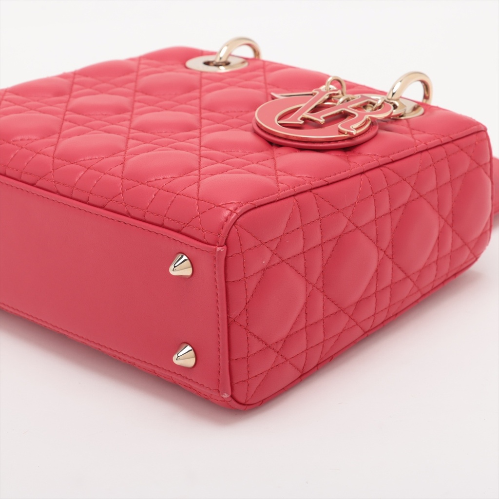 Christian Dior My Lady Dior Cannage Leather 2 Way Handbag Pink With charms
