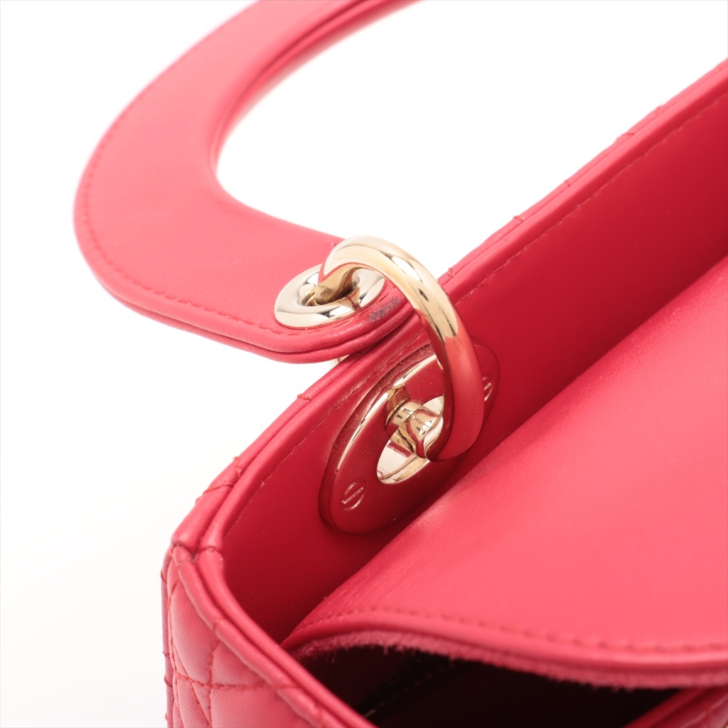 Christian Dior My Lady Dior Cannage Leather 2 Way Handbag Pink With charms