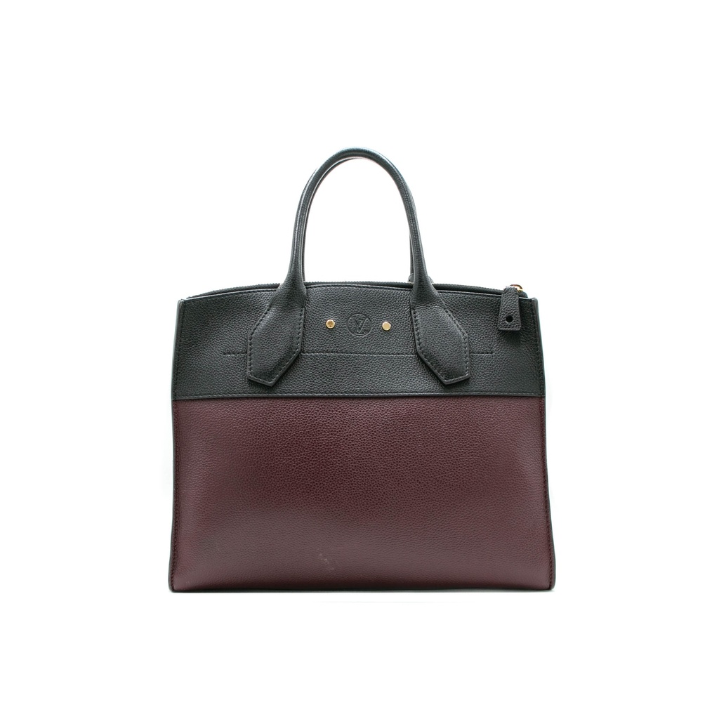 Louis Vuitton Calfskin City Steamer MM Burgundy Black