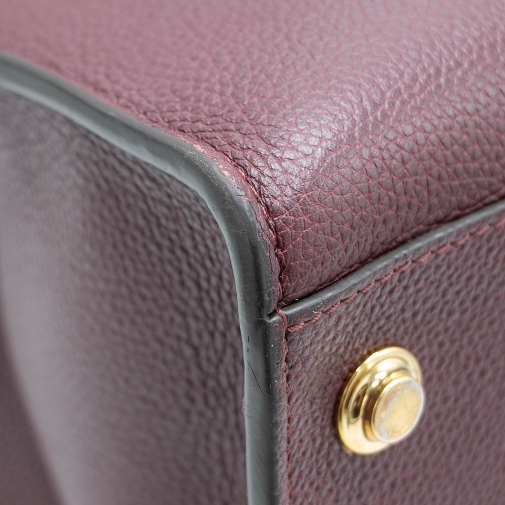 Louis Vuitton Calfskin City Steamer MM Burgundy Black