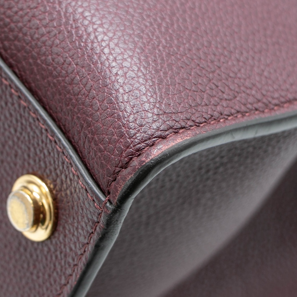Louis Vuitton Calfskin City Steamer MM Burgundy Black