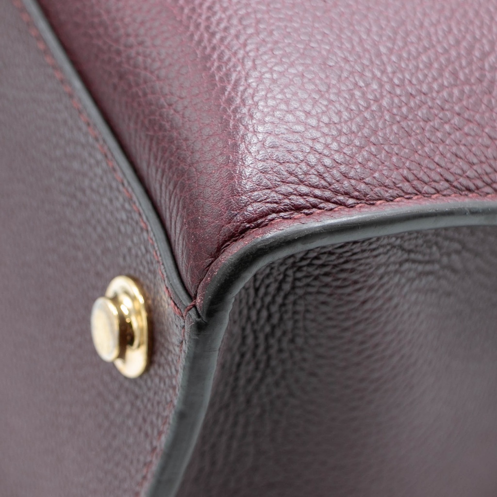 Louis Vuitton Calfskin City Steamer MM Burgundy Black