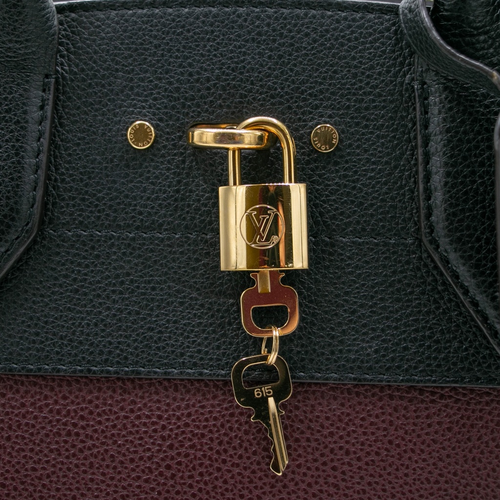 Louis Vuitton Calfskin City Steamer MM Burgundy Black