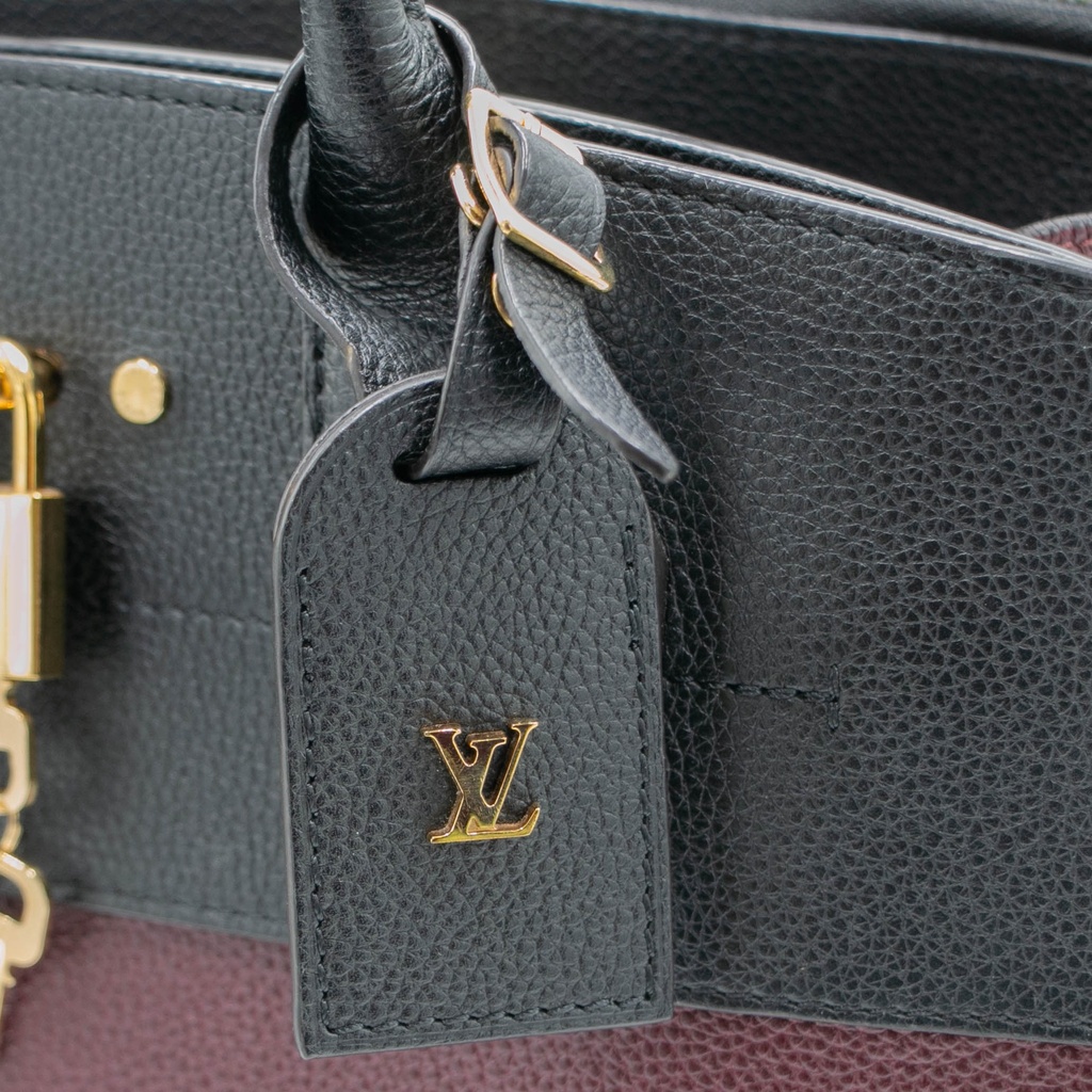 Louis Vuitton Calfskin City Steamer MM Burgundy Black