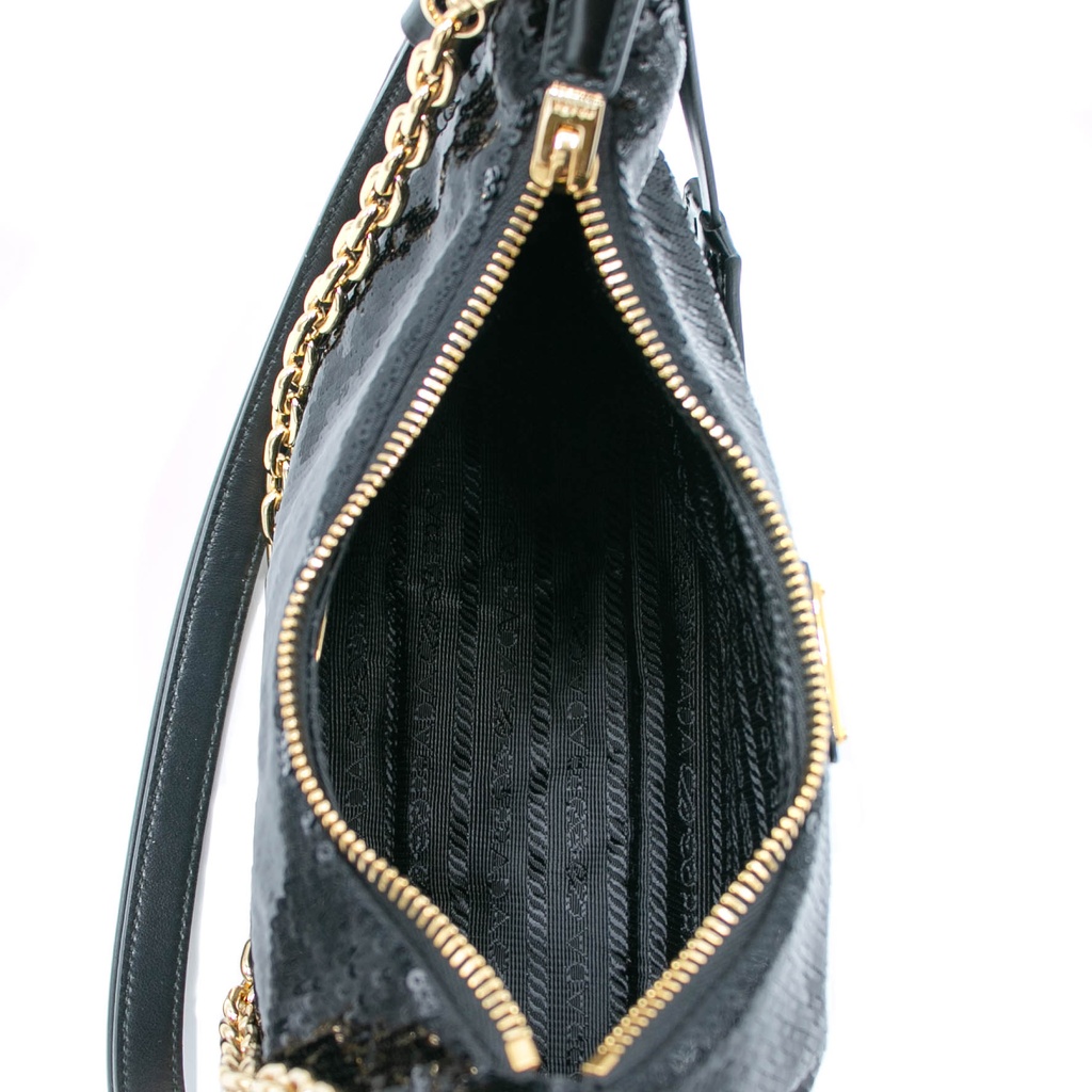 Prada Sequin Mini Re-Edition 2000 Shoulder Bag Black