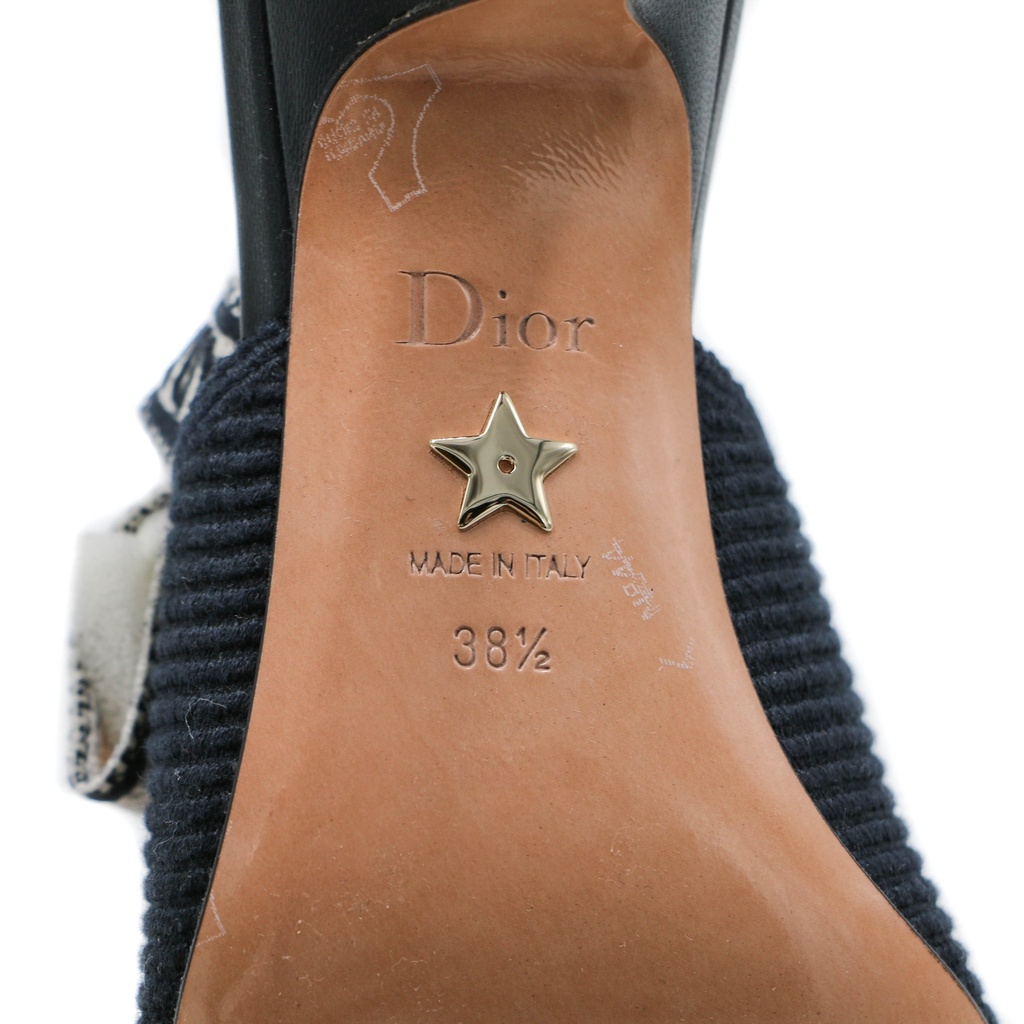 Christian Dior J'Adior Slingback Pump Blue Technical Fabric Size 38 1/2