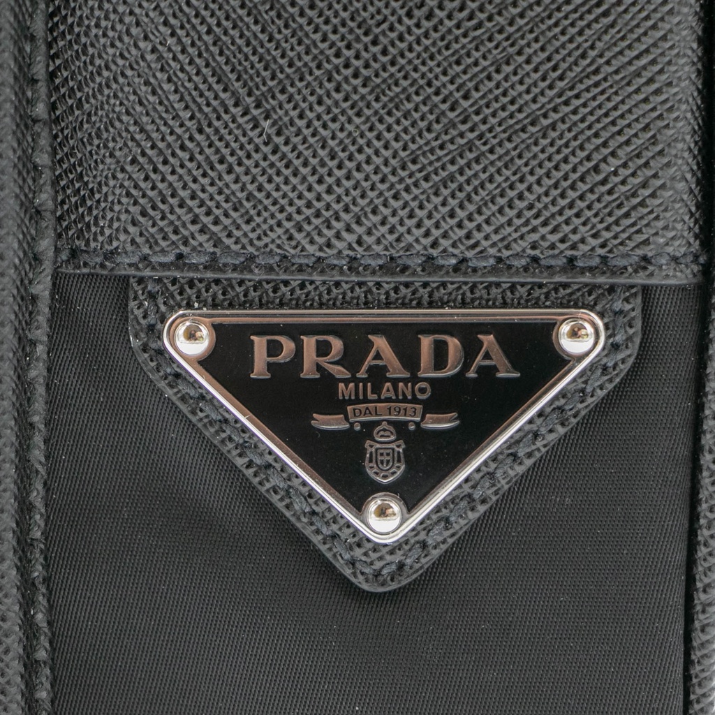 Prada Tessuto Nylon Saffiano Logo Messenger Bag Black