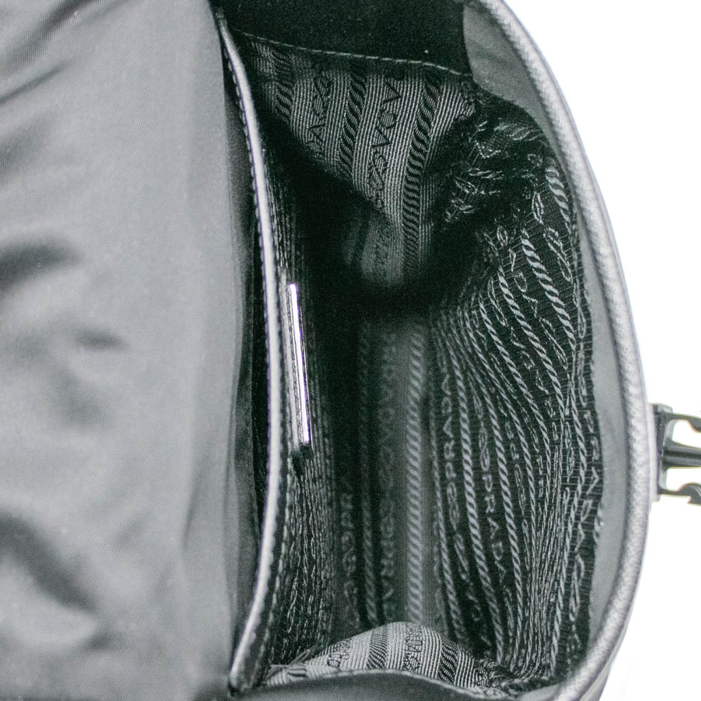 Prada Tessuto Nylon Saffiano Logo Messenger Bag Black