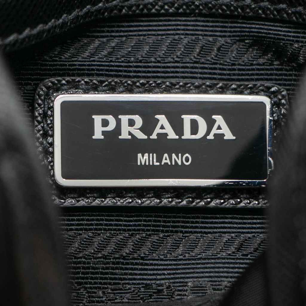 Prada Tessuto Nylon Saffiano Logo Messenger Bag Black