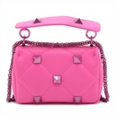 Valentino Leather Roman Stud Top Handle Bag Small Pink