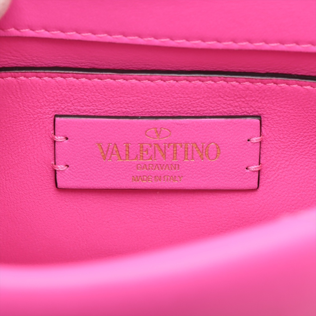 Valentino Leather Roman Stud Top Handle Bag Small Pink