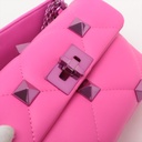 Valentino Leather Roman Stud Top Handle Bag Small Pink