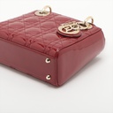 Christian Dior Lady Dior Cannage Patent Leather Handbag Red