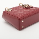 Christian Dior Lady Dior Cannage Patent Leather Handbag Red