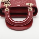 Christian Dior Lady Dior Cannage Patent Leather Handbag Red