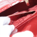 Christian Dior Lady Dior Cannage Patent Leather Handbag Red