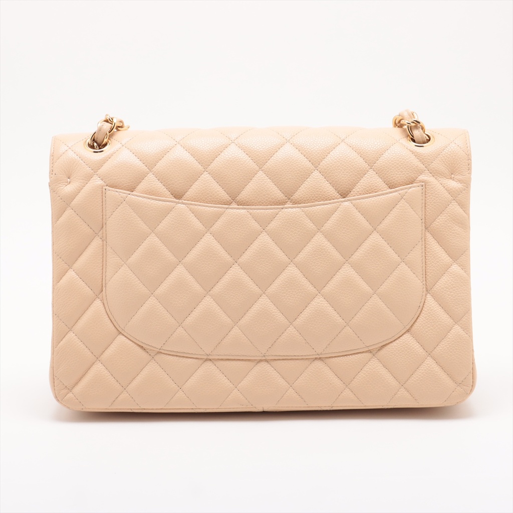 Chanel Classic Caviar Double Flap Large Bag Beige