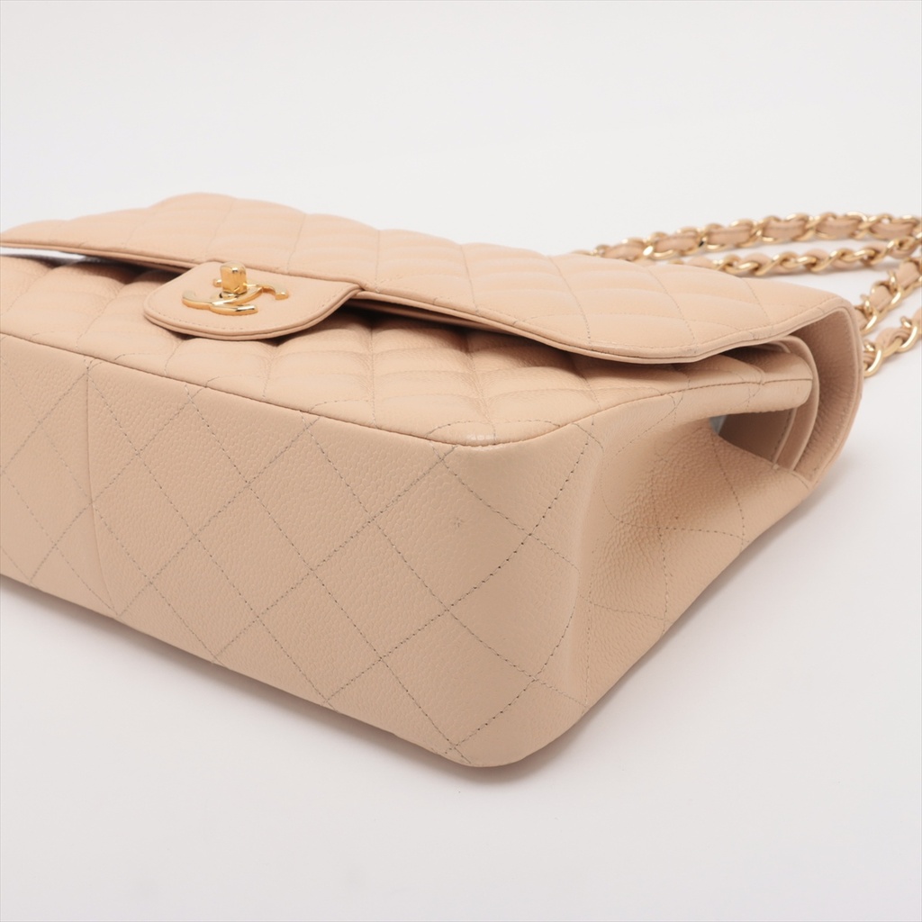 Chanel Classic Caviar Double Flap Large Bag Beige