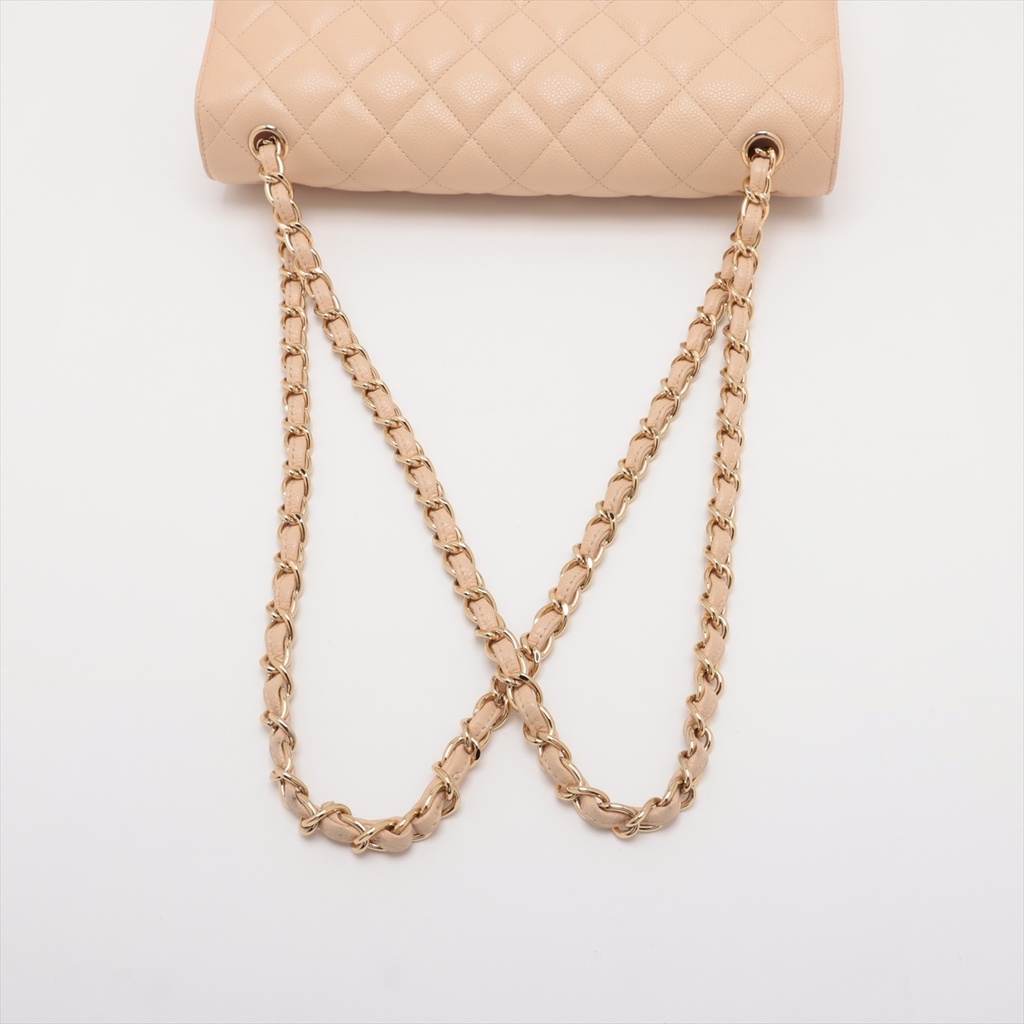 Chanel Classic Caviar Double Flap Large Bag Beige