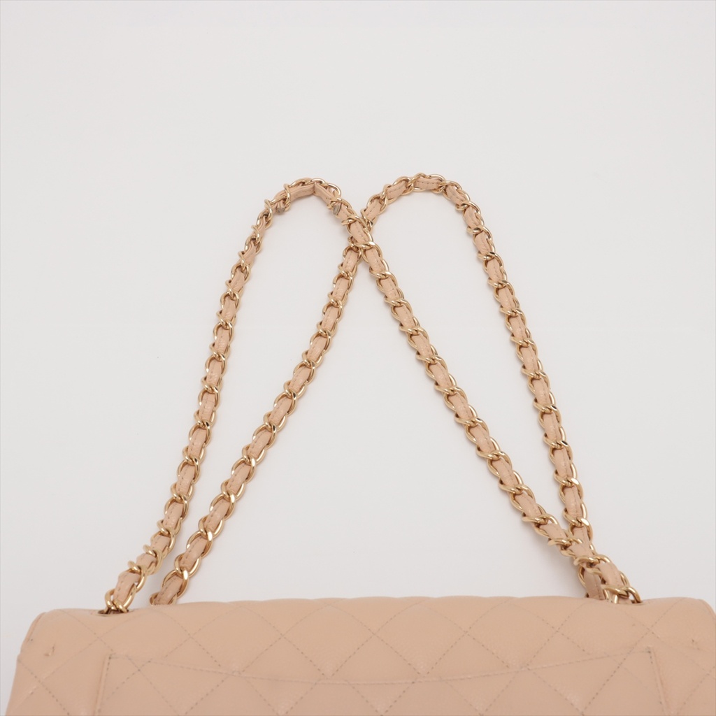 Chanel Classic Caviar Double Flap Large Bag Beige