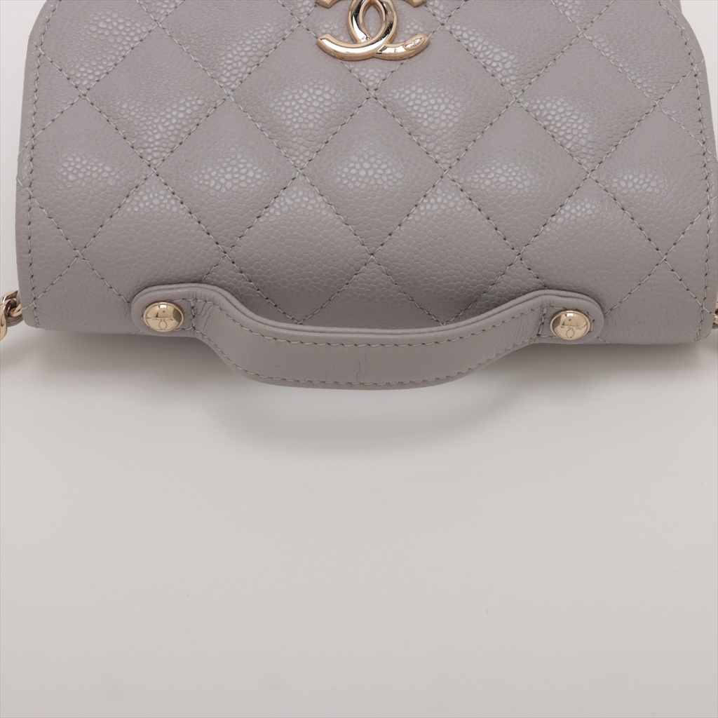 Chanel  Business Affinity Caviar Chain Wallet Grey 