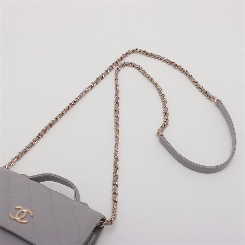 Chanel  Business Affinity Caviar Chain Wallet Grey 